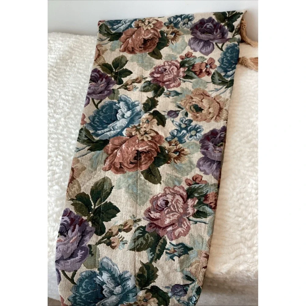 PB Brighton Tapestry King Shams (2) & (2) Window Toppers Floral Purple Rose